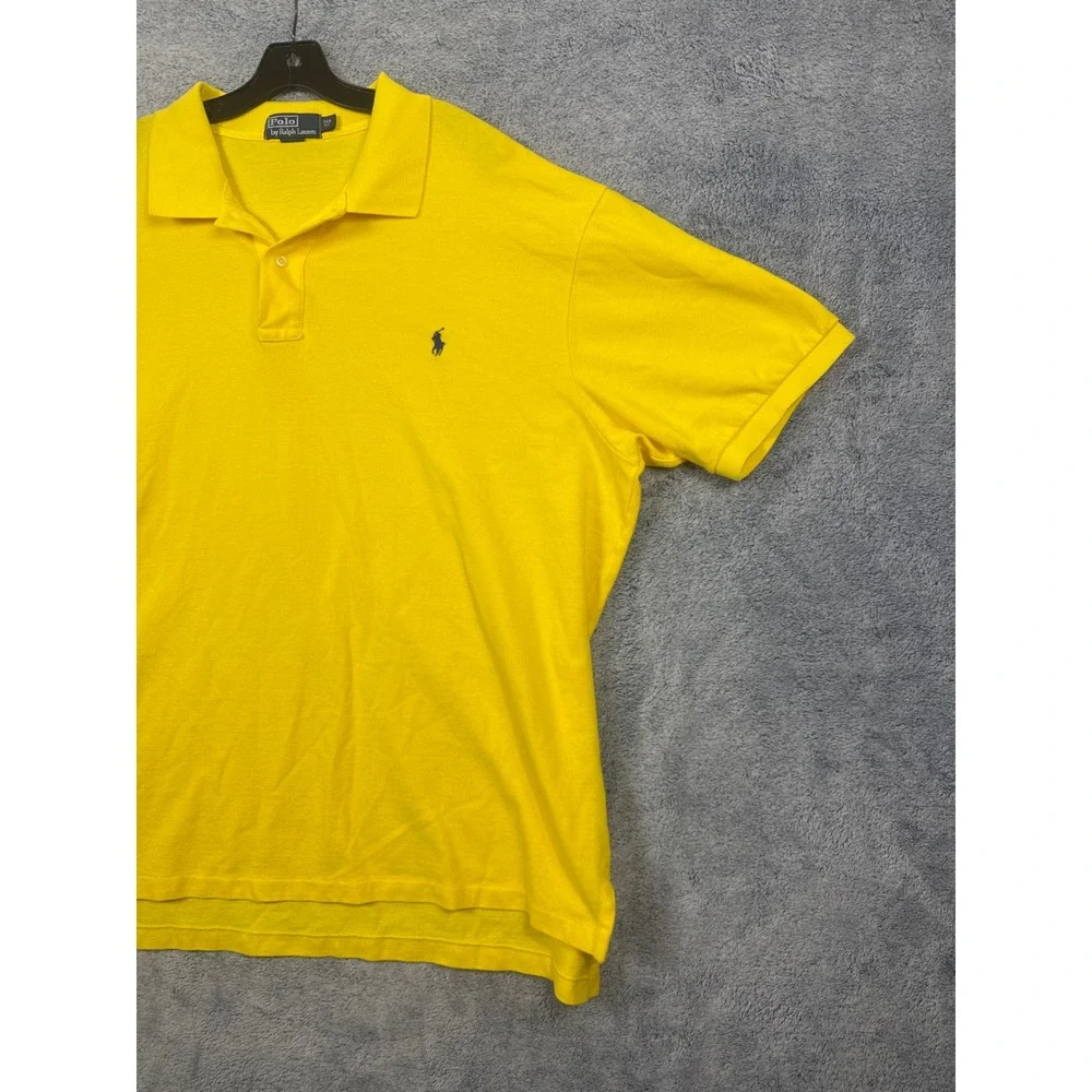 Polo Ralph Lauren Mens 3XB Yellow Short Sleeve Pony Logo Pique Polo Shirt